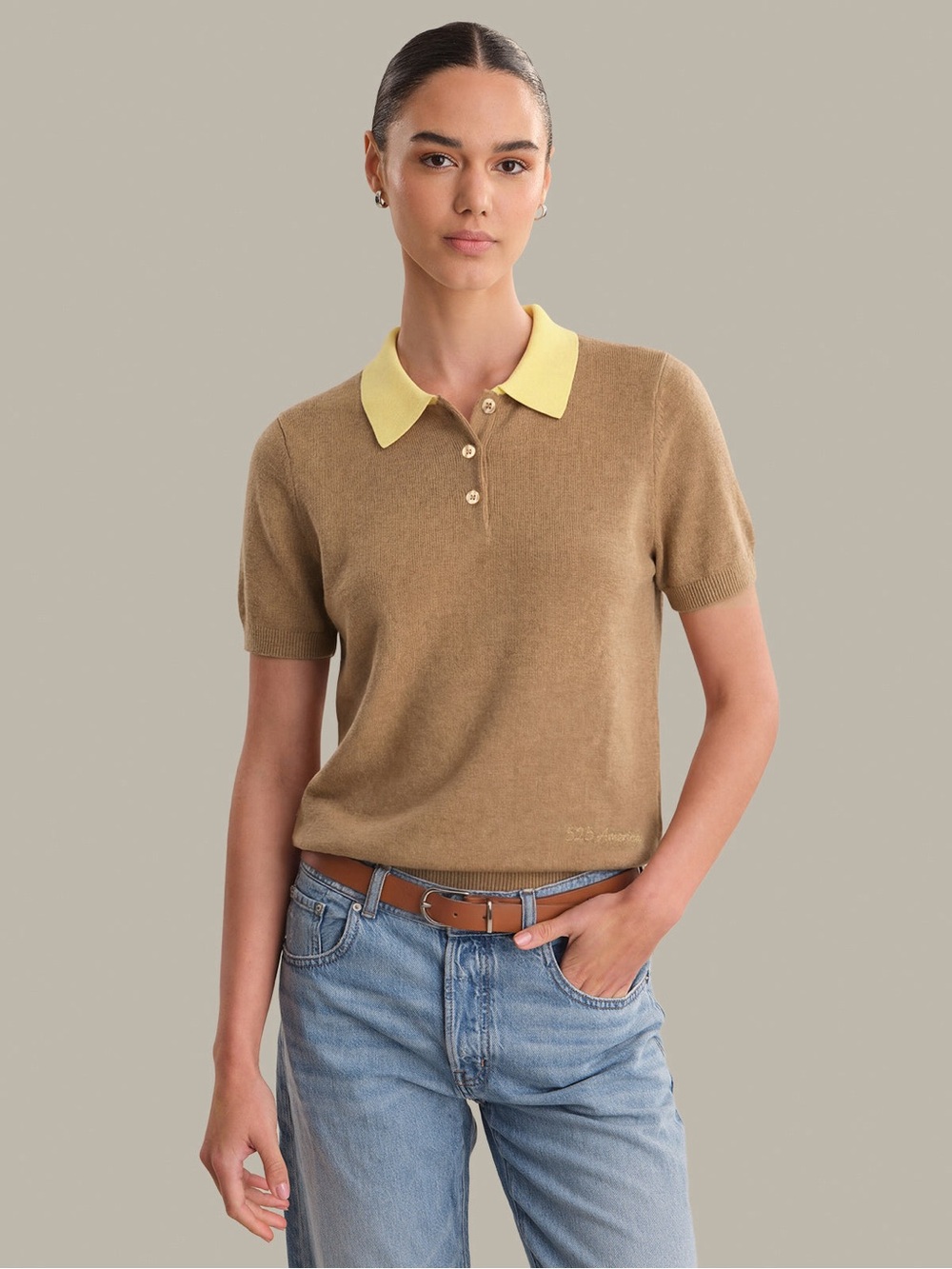 NWT 525 America MOLLY: COTTON COLORBLOCK POLO - Large